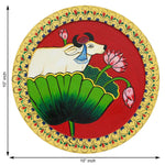 Load image into Gallery viewer, Hand-Painted Pichwai with Cow and Lotus Flower
