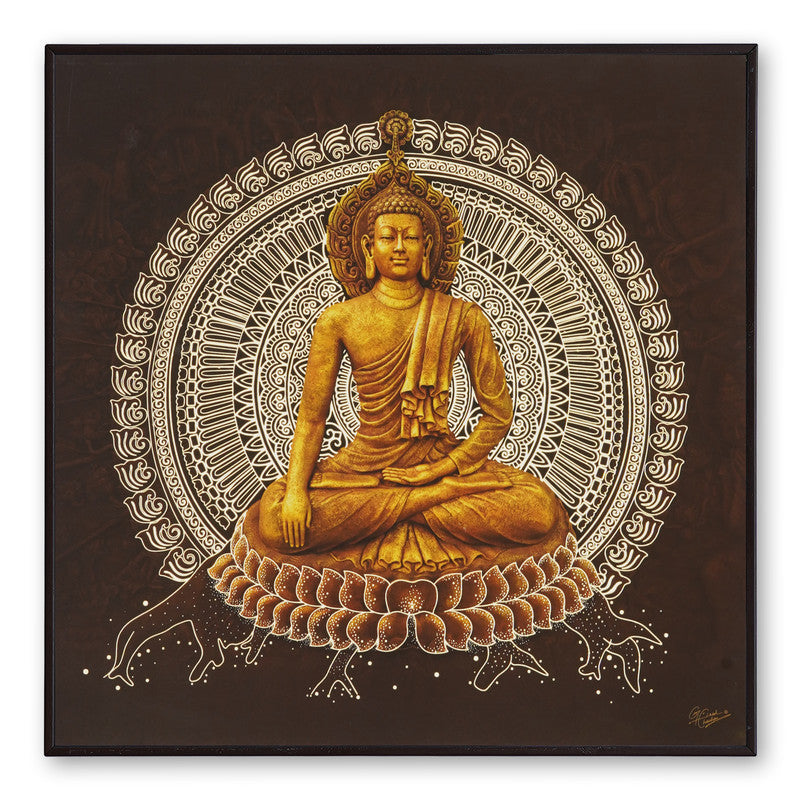 Furn & Deco Golden Embossed Wall Painting For Home Decoration