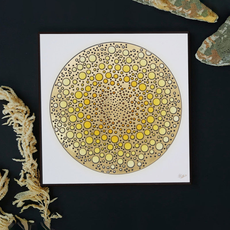Furn & Deco Golden Embossed Wall Painting For Home Decoration
