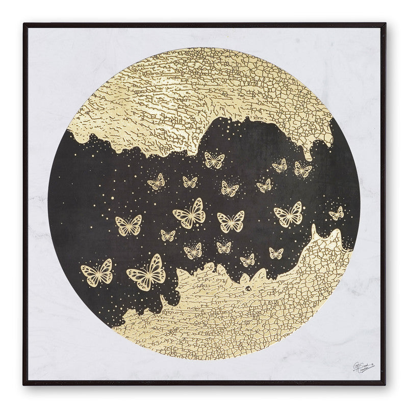 Furn & Deco Golden Embossed Wall Painting For Home Decoration