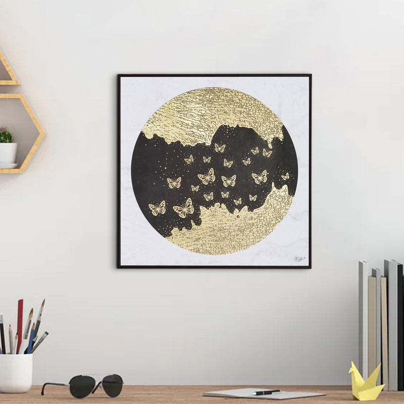 Furn & Deco Golden Embossed Wall Painting For Home Decoration