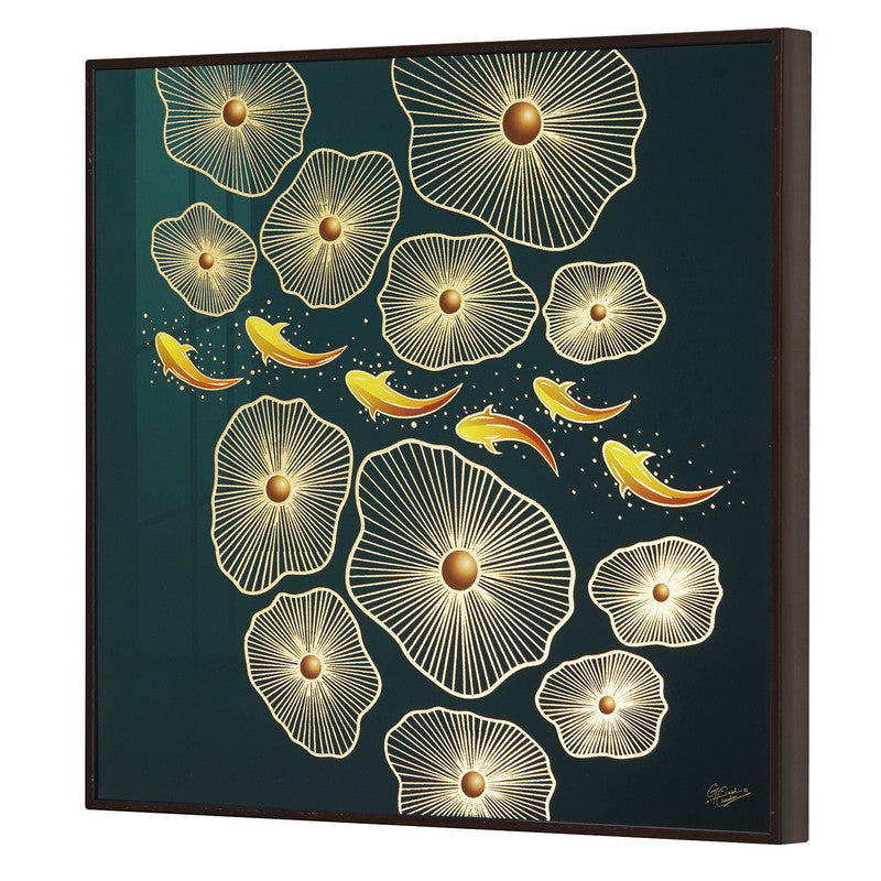 Furn & Deco Golden Embossed Wall Painting For Home Decoration