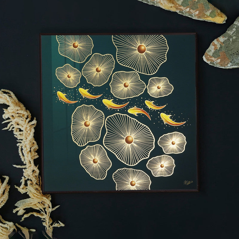 Furn & Deco Golden Embossed Wall Painting For Home Decoration