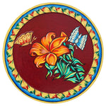 Load image into Gallery viewer, Decorative Red Plate with Butterfly and Flower Pichwai Painting
