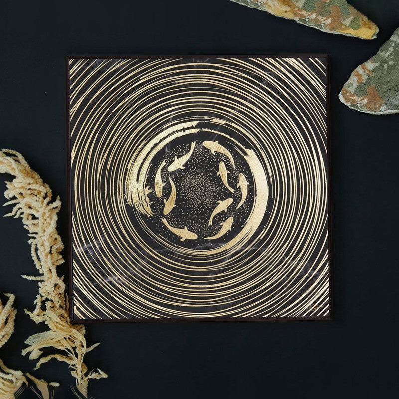 Furn & Deco Golden Embossed Wall Painting For Home Decoration