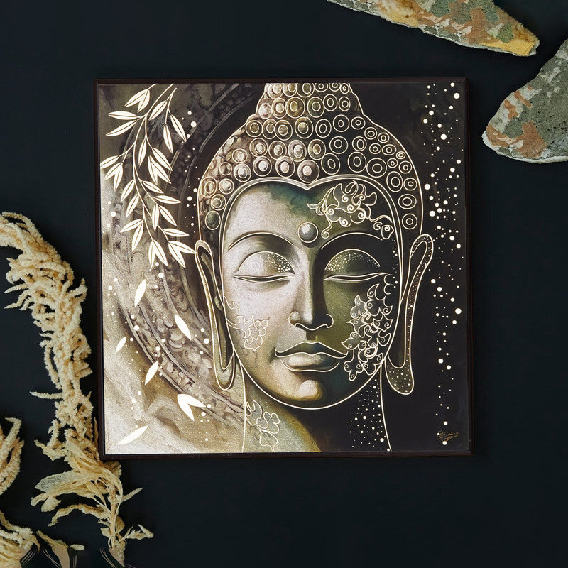 Furn & Deco Golden Embossed Wall Painting For Home Decoration
