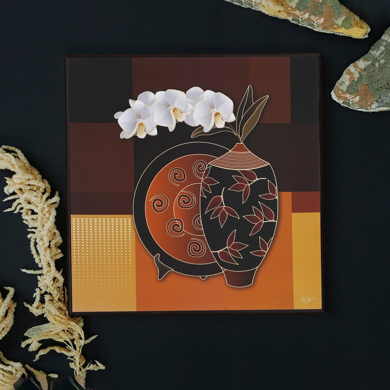 Furn & Deco Golden Embossed Wall Painting For Home Decoration