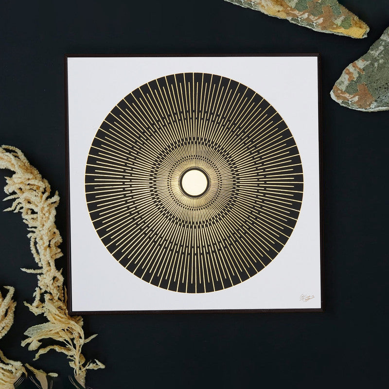 Furn & Deco Golden Embossed Wall Painting For Home Decoration