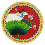 Load image into Gallery viewer, Hand-Painted Pichwai with Cow and Lotus Flower
