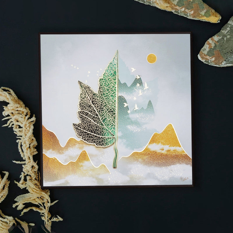 Furn & Deco Golden Embossed Wall Painting For Home Decoration