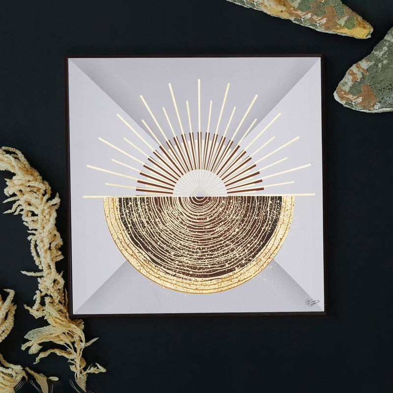 Furn & Deco Golden Embossed Wall Painting For Home Decoration