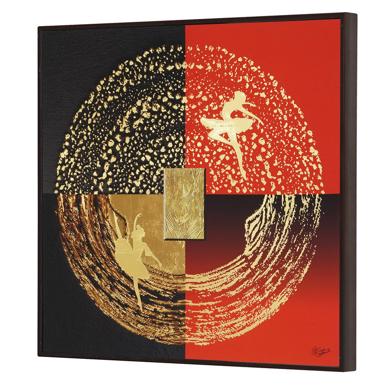 Furn & Deco Golden Embossed Wall Painting For Home Decoration