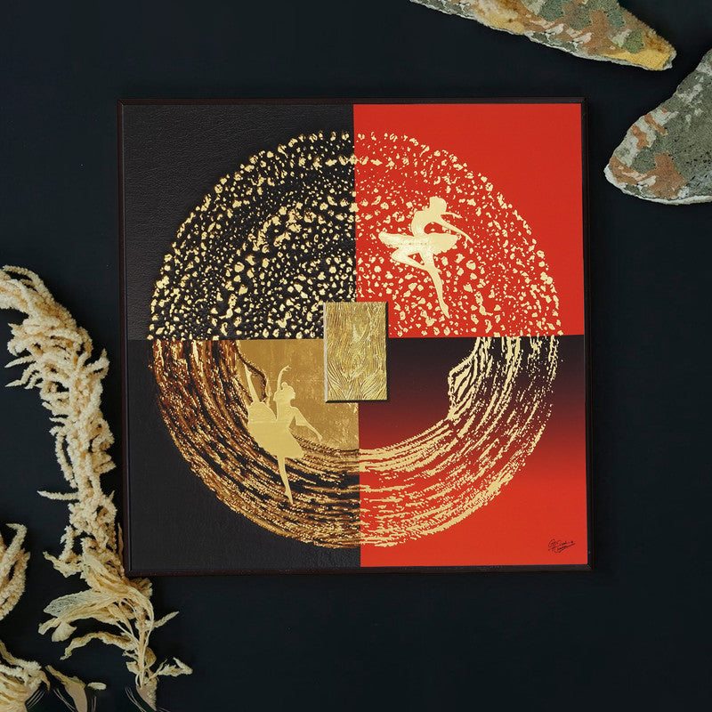Furn & Deco Golden Embossed Wall Painting For Home Decoration