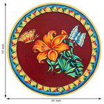 Load image into Gallery viewer, Decorative Red Plate with Butterfly and Flower Pichwai Painting
