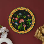 Load image into Gallery viewer, Vibrant Floral Pichwai Painting on Black Background
